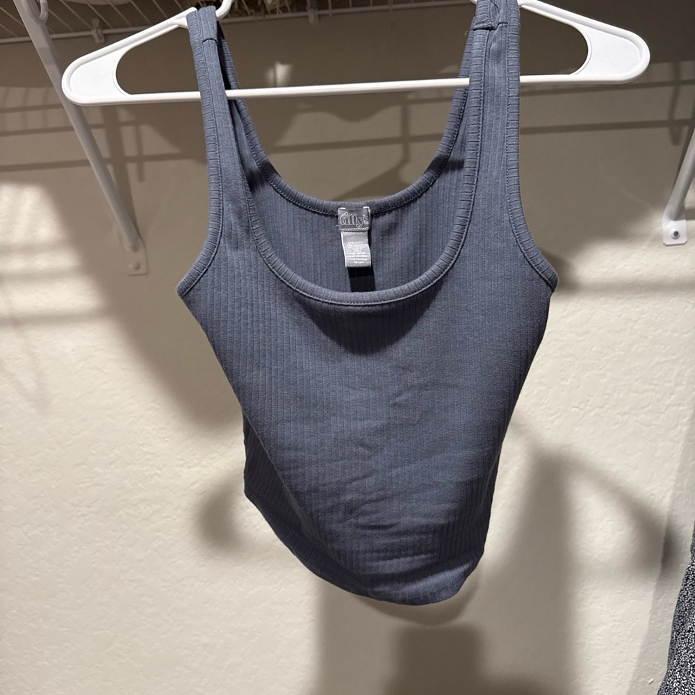Blue Ribbed Tank Top